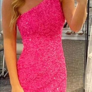 Fuchsia Sequins One Shoulder dress from berlinnova